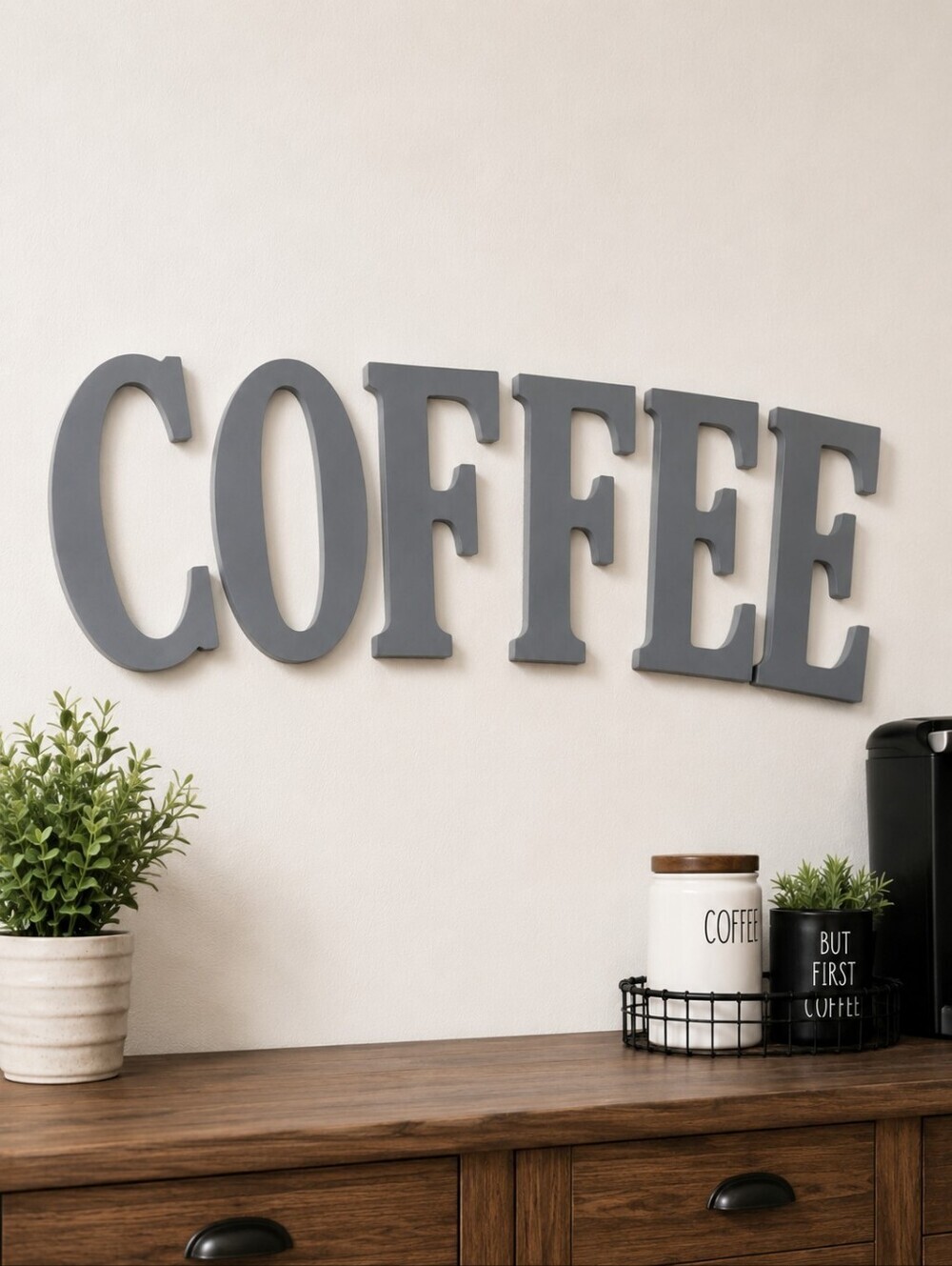 Large Gray Wooden COFFEE Wall Decor Farmhouse Coffee Bar Sign